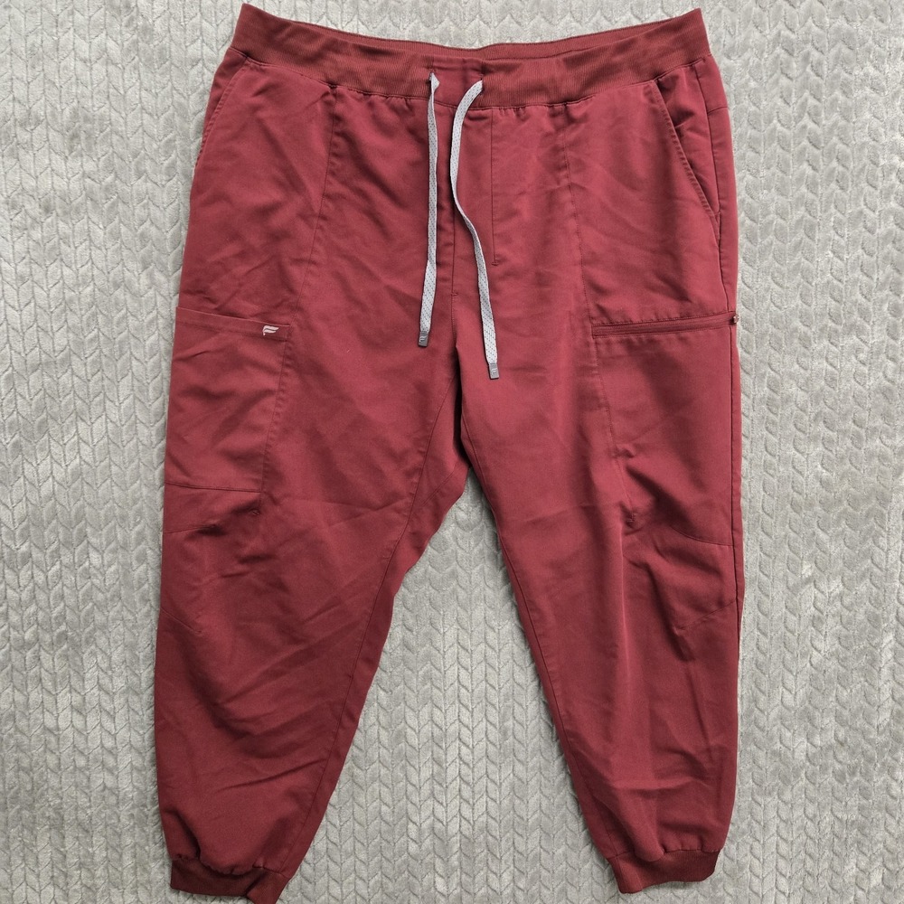 Fabletics All Shift Scrub Jogger Pants Men 2XL Short‎ Maroon Workwear